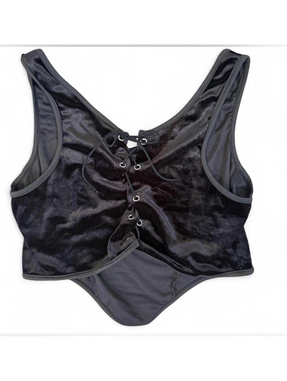 Black velvet corset crop top size large